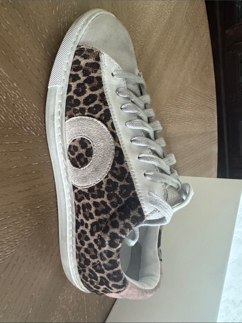 Oliver Cabell Leopard-Pattern Low-Top Sneakers in Beige and Brown